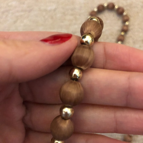 Vintage brown silk & gold bead pullover necklace - Picture 4 of 5